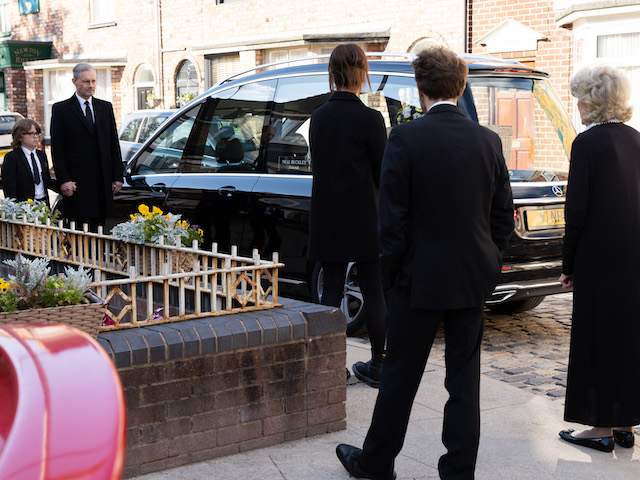 The family at Natasha's funeral on Coronation Street on November 8, 2021
