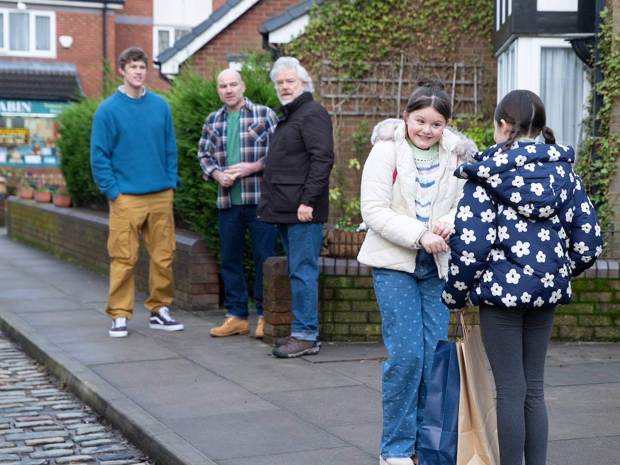 Miley and Eliza on Coronation Street on March 13, 2023