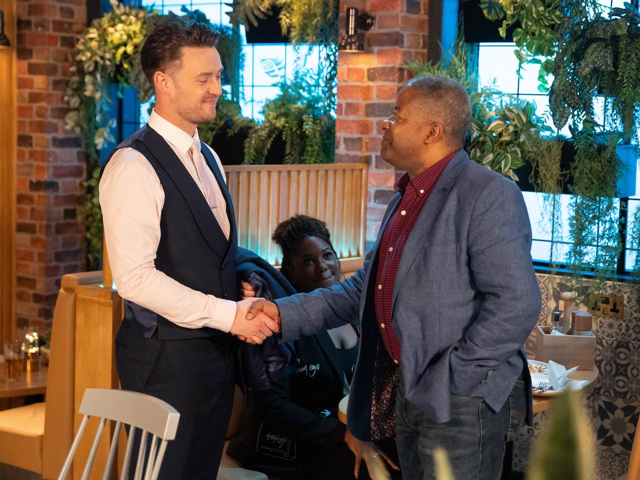 Joel, Dee-Dee and Ed on Coronation Street on October 17, 2023
