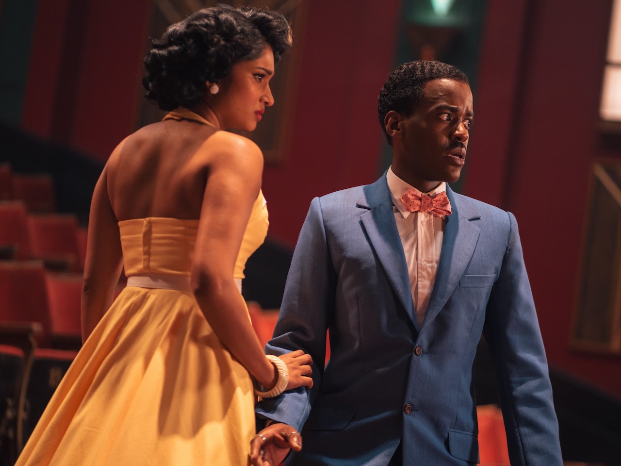 Ncuti Gatwa as The Doctor and Varada Sethu as Belinda Chandra in Doctor Who