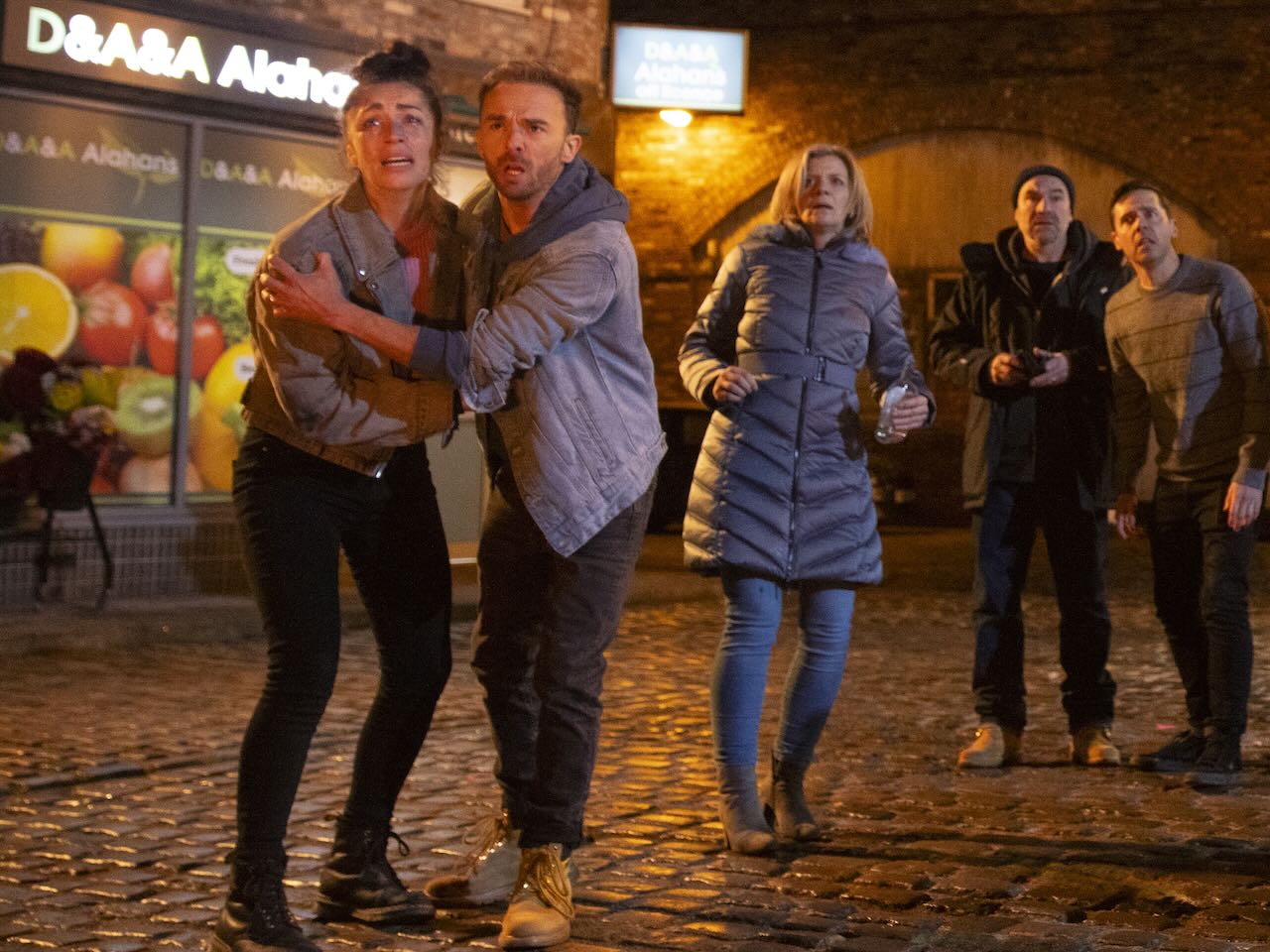 Shona, David, Leanne, Tim and Todd on Coronation Street on February 3, 2025