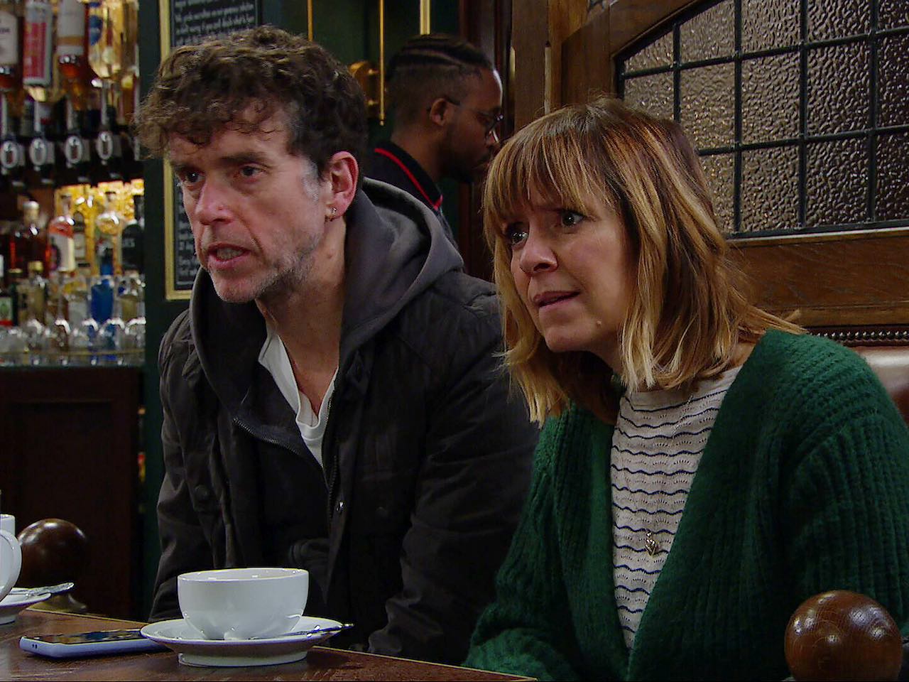 Marlon and Rhona on Emmerdale on February 7, 2024