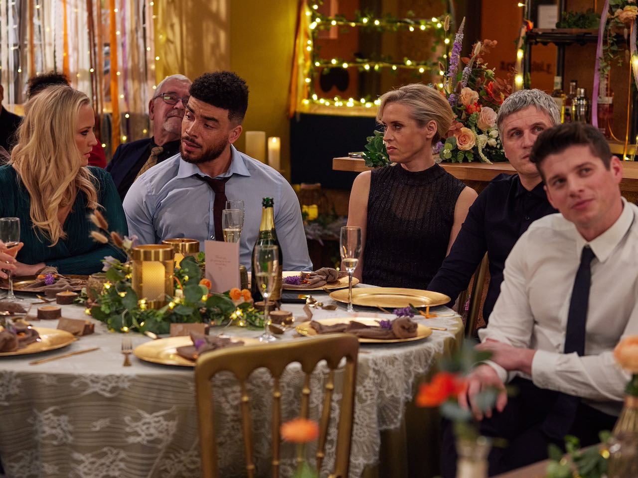Tracy, Nate, Ruby, Caleb and Nicky on Emmerdale on February 15, 2024