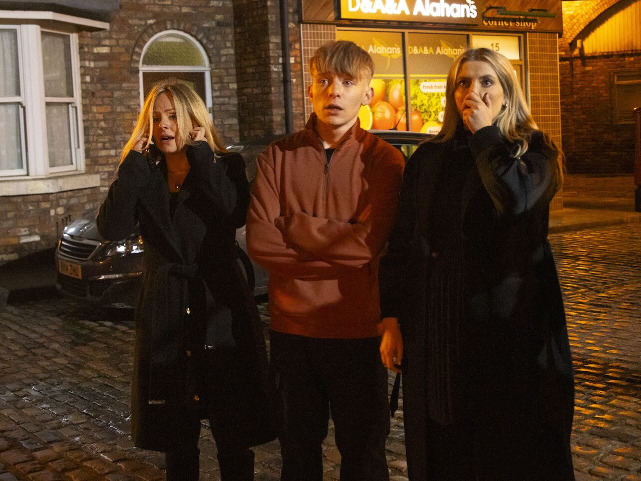 Sarah, Max and Bethany on Coronation Street on February 3, 2025