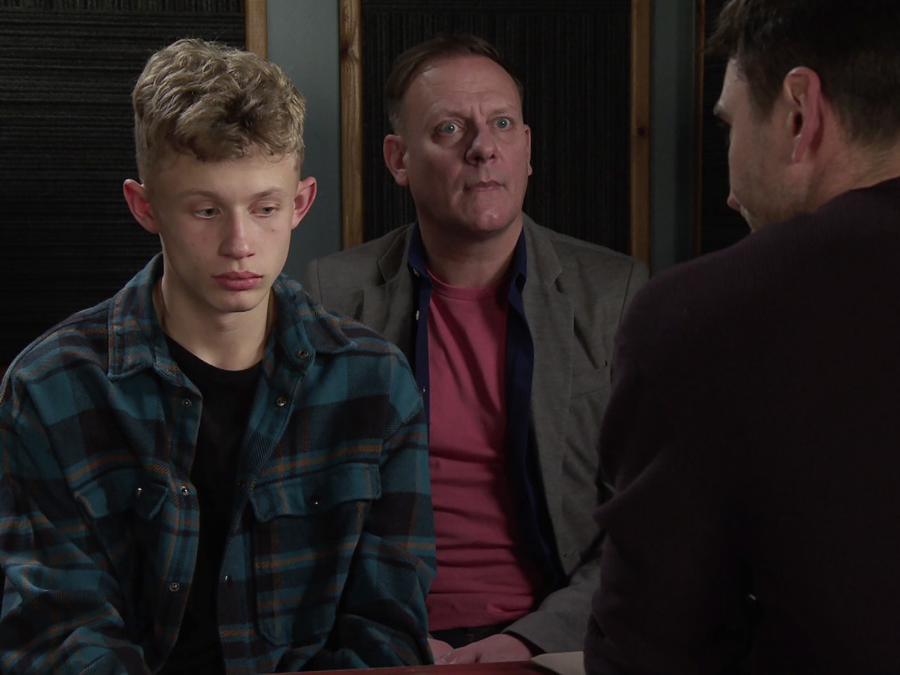 Dylan, Sean and Kit on Coronation Street on January 15, 2025