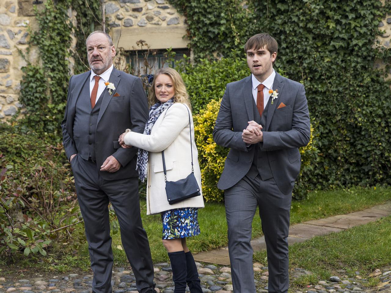 Jimmy, Nicola and Tom on Emmerdale on February 15, 2024