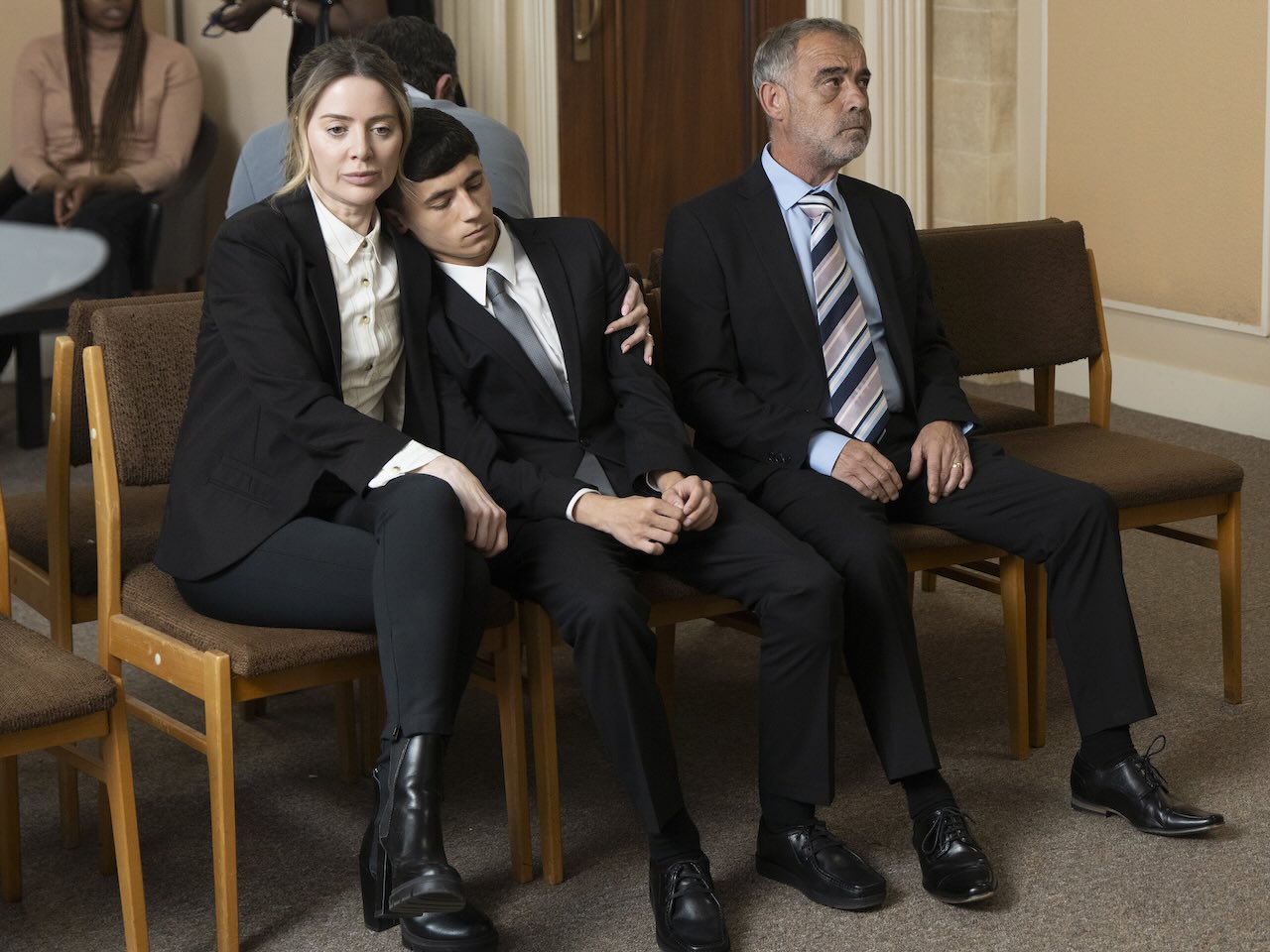 Abi, Jack and Kevin in court on Coronation Street on September 2, 2024